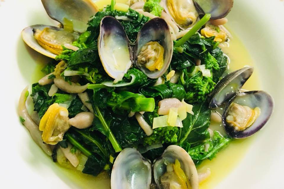 Trofiette vongole e cime di ra