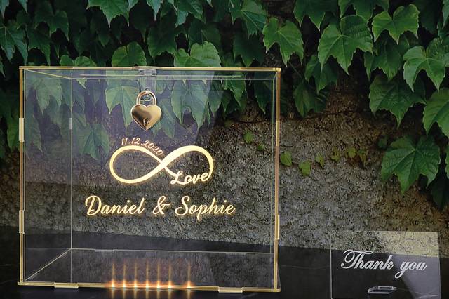 Scatola in plexiglass trasparente per regali in contanti e biglietti per il  matrimonio personalizzata