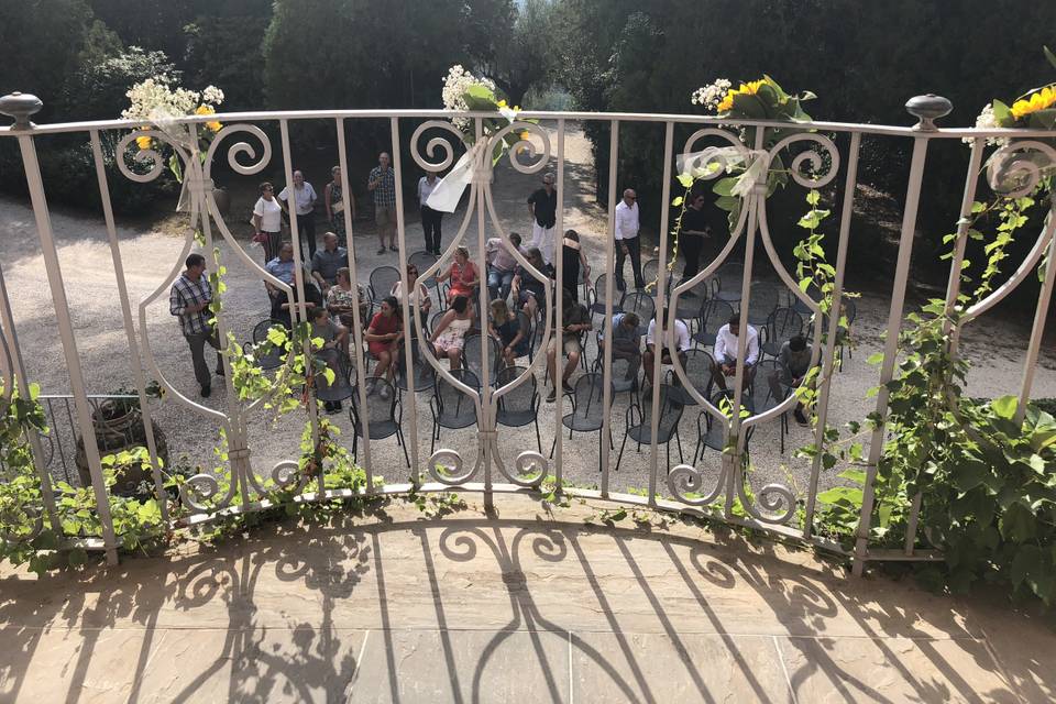 Balcone per lancio del bouquet