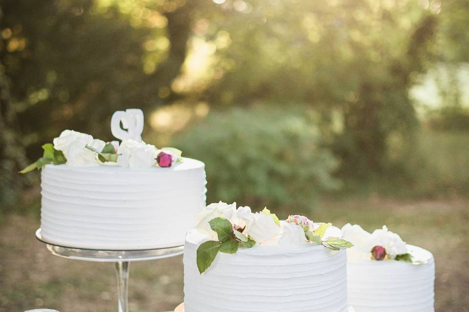 La torta nuziale in giardino