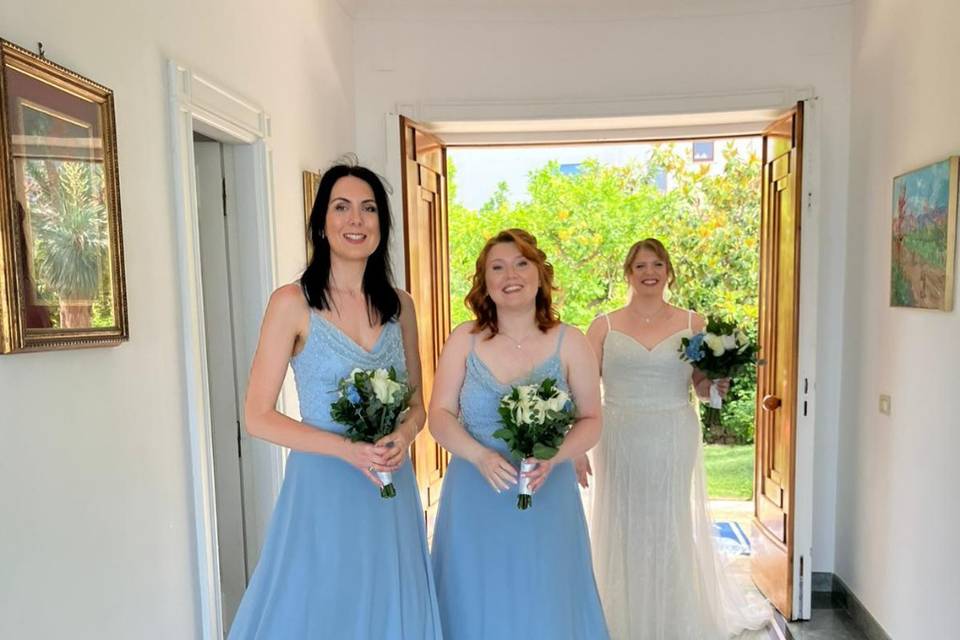 Bride and bridesmaids