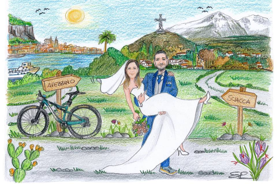 Disegno sposi Fatto a Mano