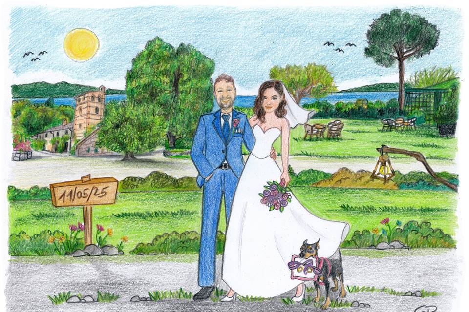 Disegno sposi Fatto a Mano