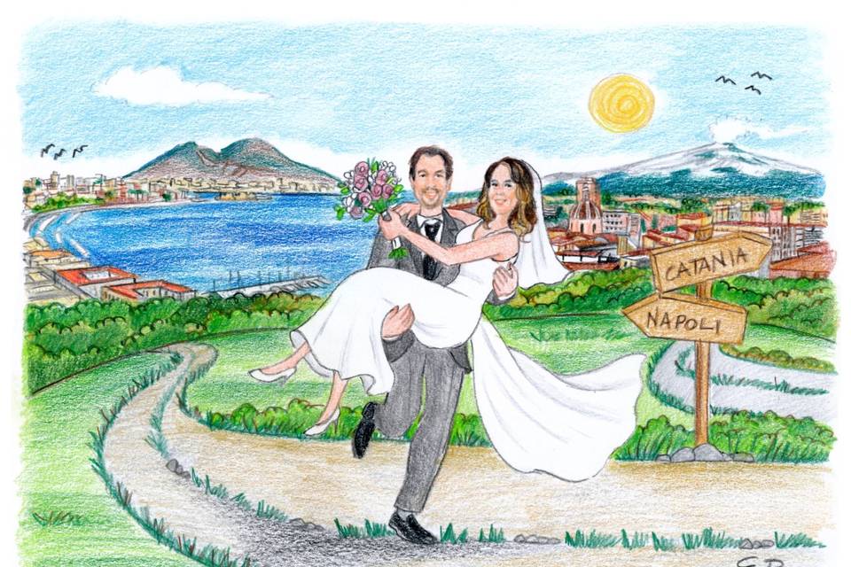 Sposa che tira lo sposo