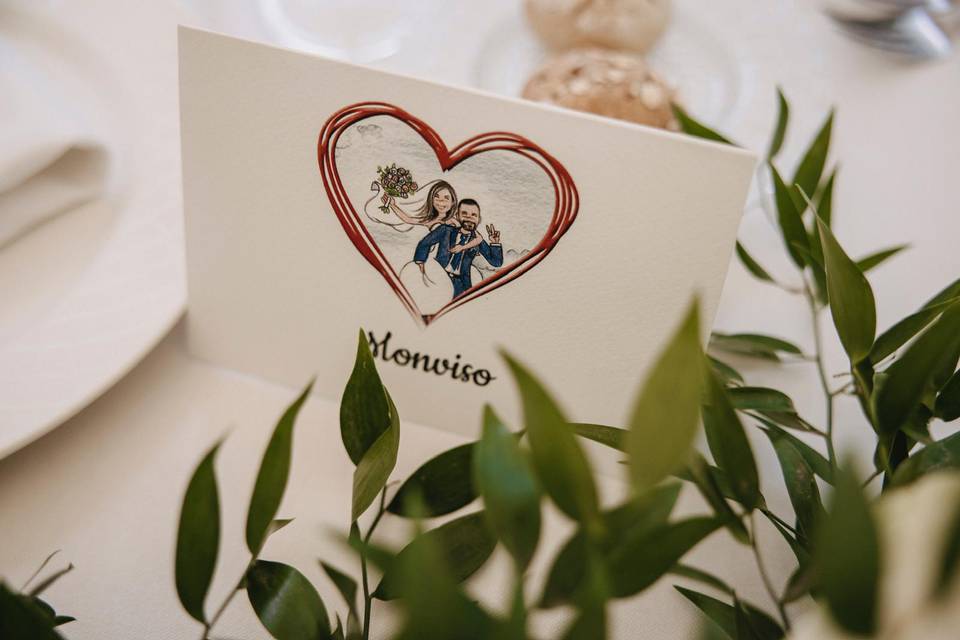 Segna tavolo con Disegno Sposi