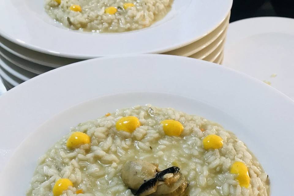 Risotto ostriche e zabaione