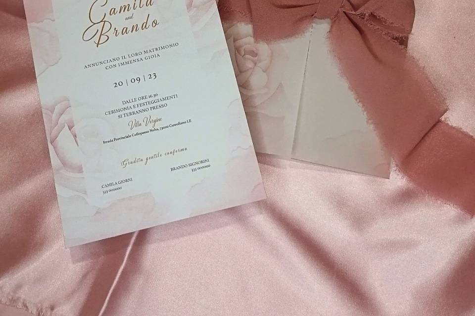 Invito matrimonio Rose rosa