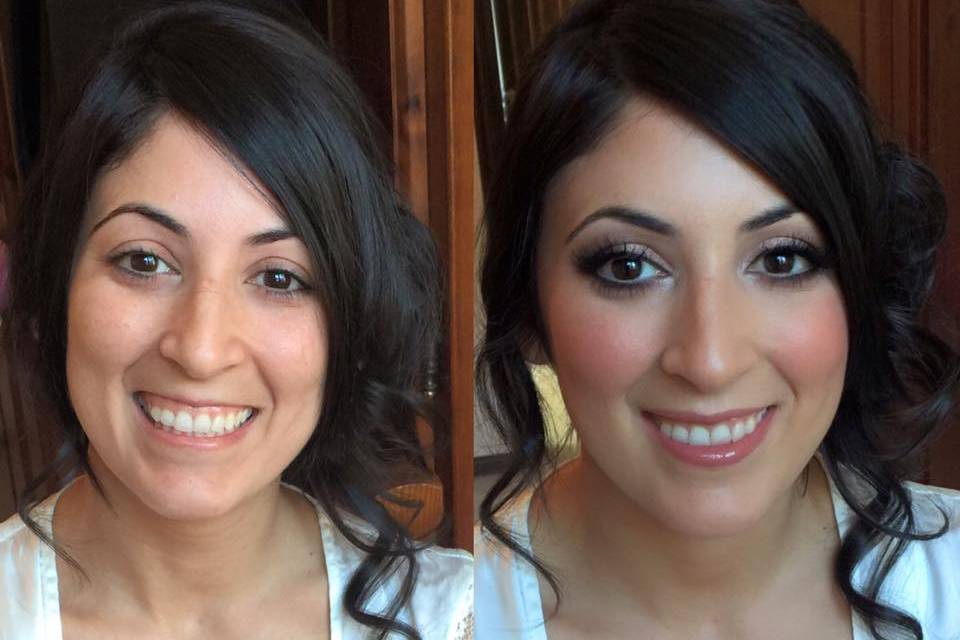 Prima e dopo il makeu-up sposa