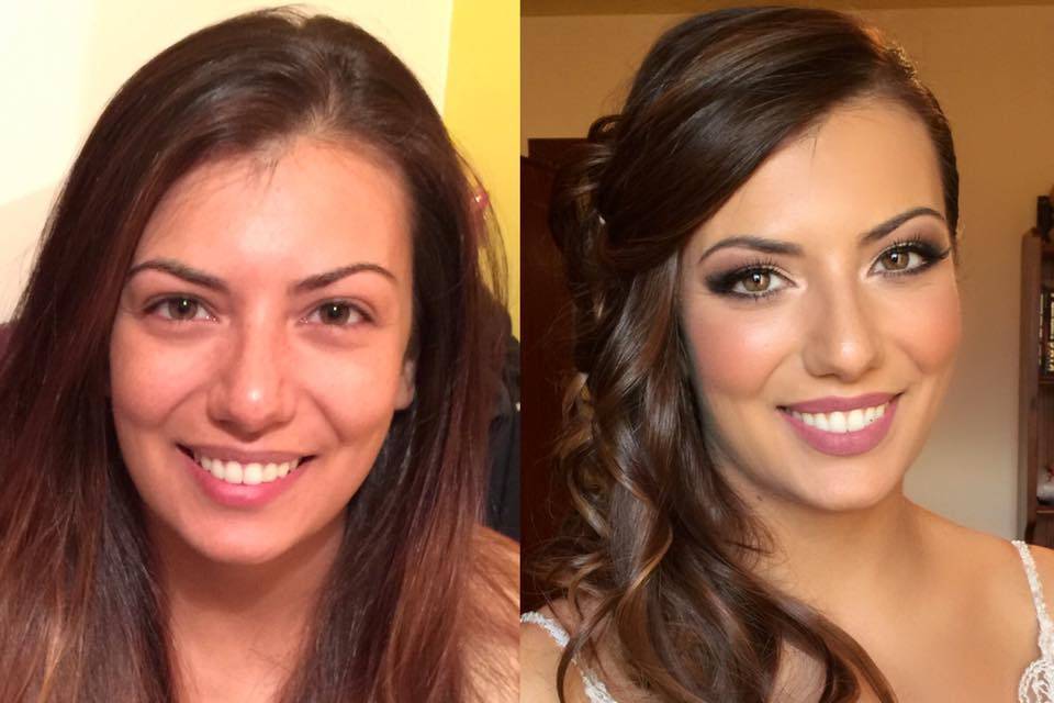 Prima e dopo il makeu-up sposa