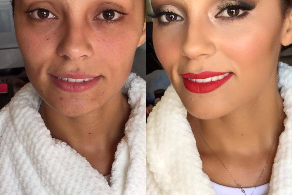 Prima e dopo il makeu-up sposa
