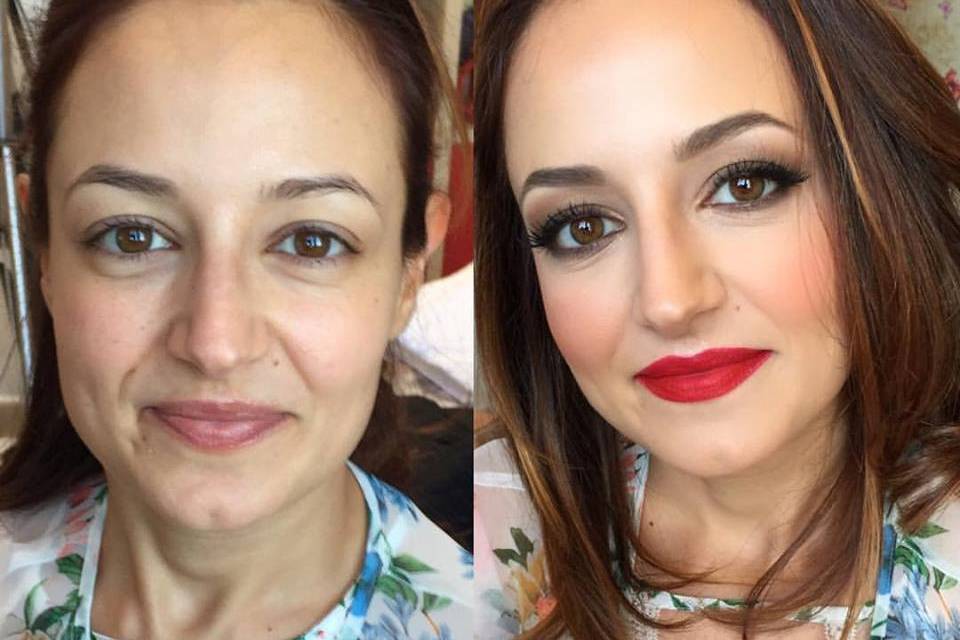 Prima e dopo il makeu-up sposa