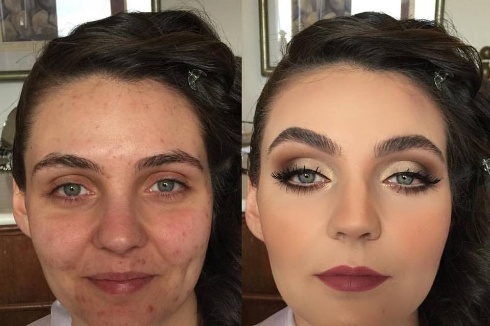 Prima e dopo il makeu-up sposa