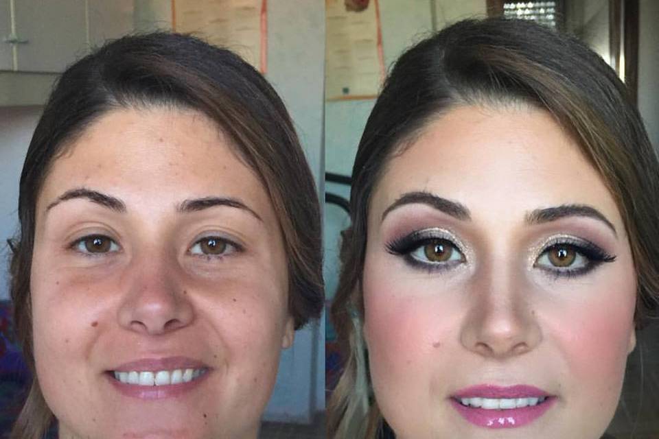 Prima e dopo il makeu-up sposa