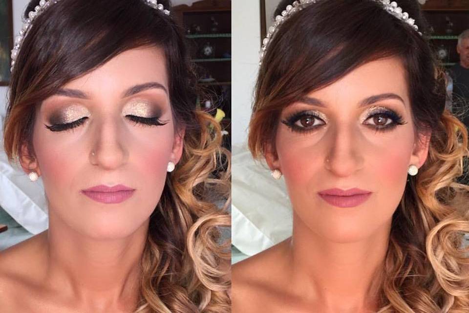 Prima e dopo il makeu-up sposa