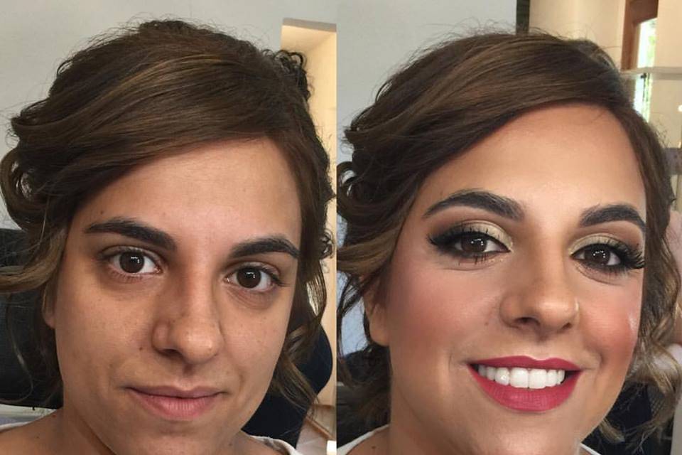 Prima e dopo il makeu-up sposa