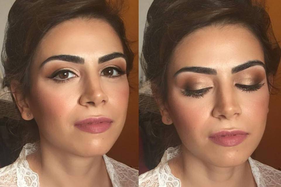 Prima e dopo il makeu-up sposa