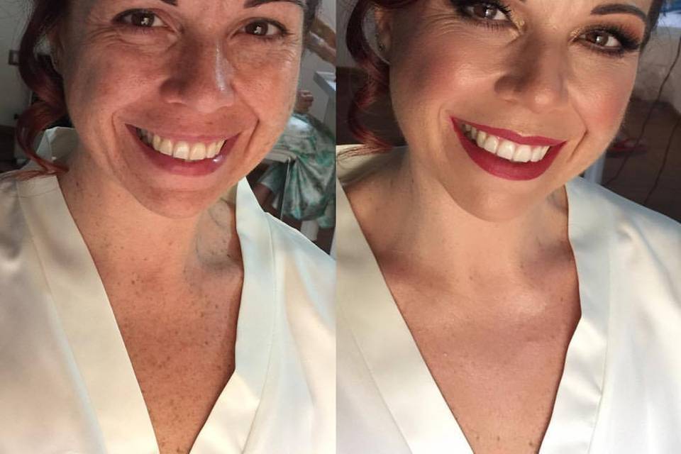 Prima e dopo il makeu-up sposa