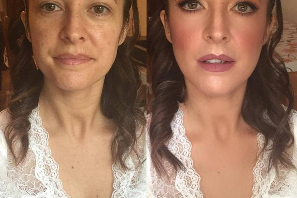 Prima e dopo il makeu-up sposa