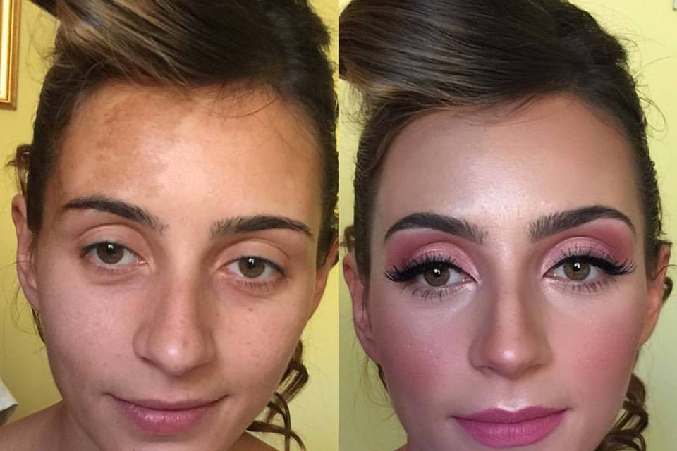 Prima e dopo il makeu-up sposa