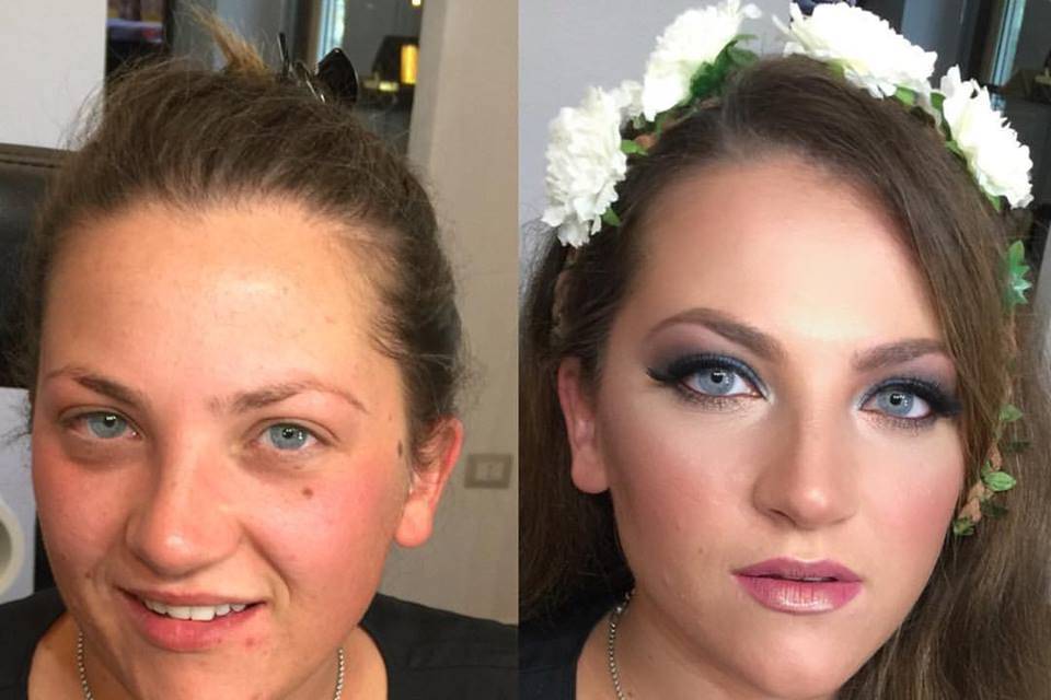 Prima e dopo il makeu-up sposa