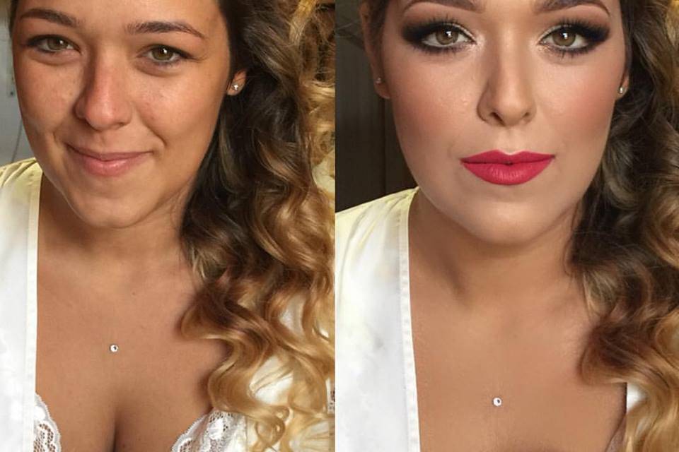 Prima e dopo il makeu-up sposa