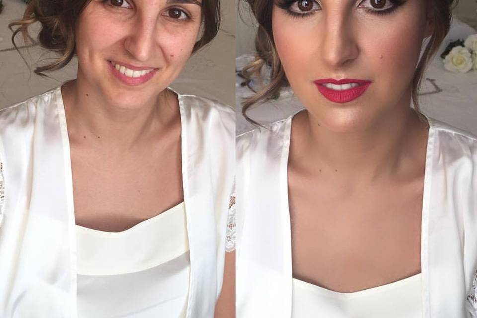 Prima e dopo il makeu-up sposa