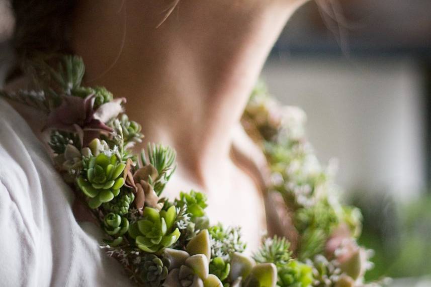 Collana-bouquet con succulente
