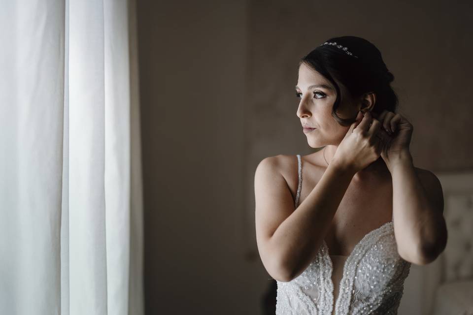 Bride with earrings