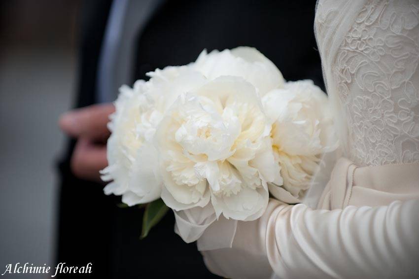 Bouquet peonie bianche