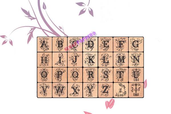 Timbri alfabeto decorativo