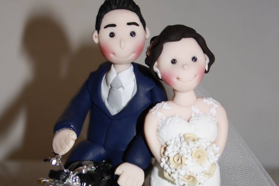 Cake topper sposi in moto