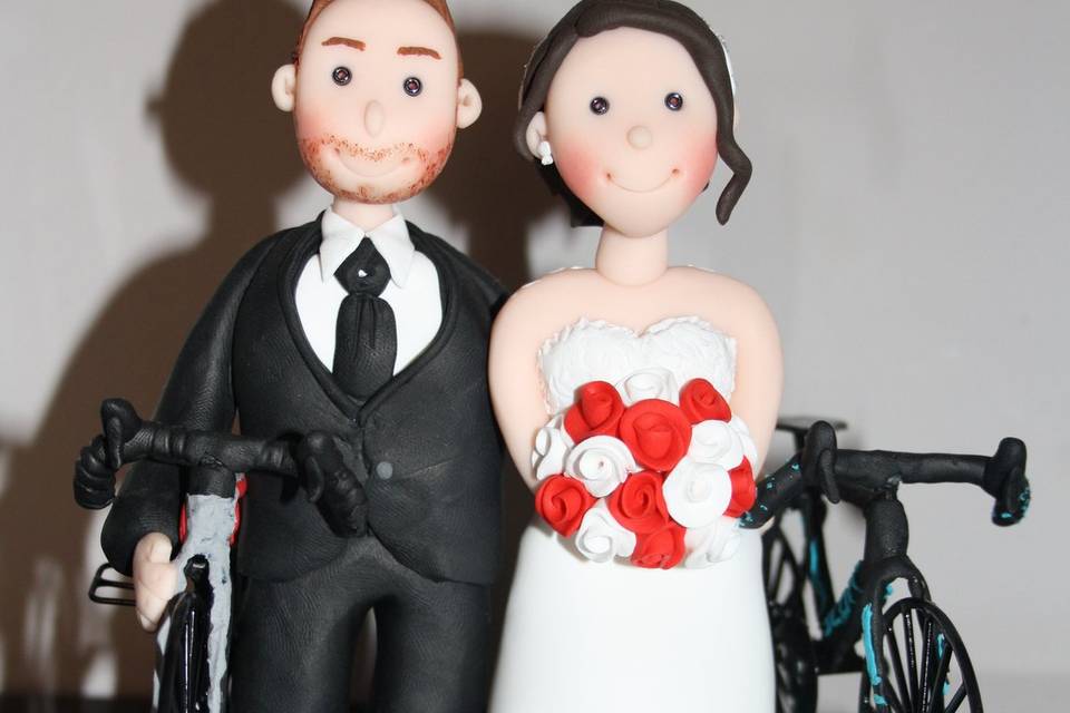 Cake topper sposi in bici
