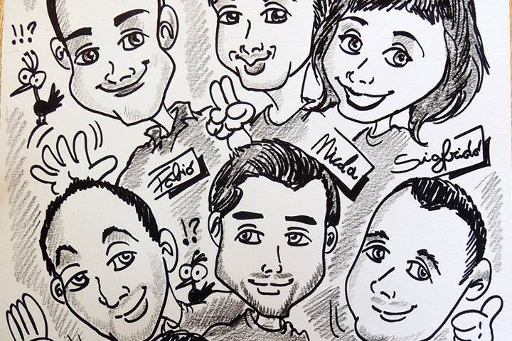 Caricaturista Mago Artemagia e Specchio selfie