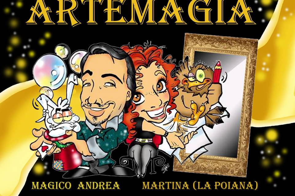 Caricaturista Mago Artemagia e Specchio selfie