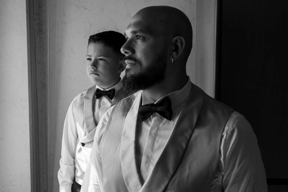 Groom and son