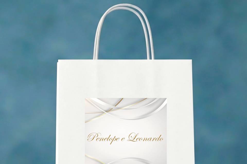 Gift bag astratto linee oro e