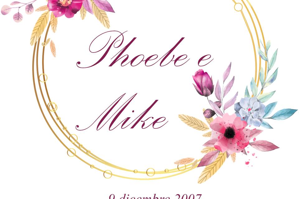 Invito cerchio oro fiori front