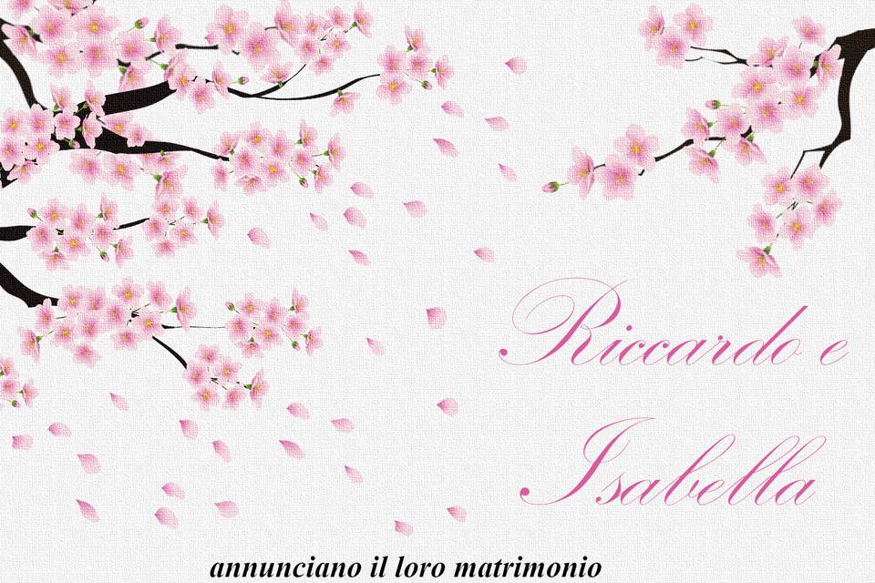 Invito fiori ciliegio retro