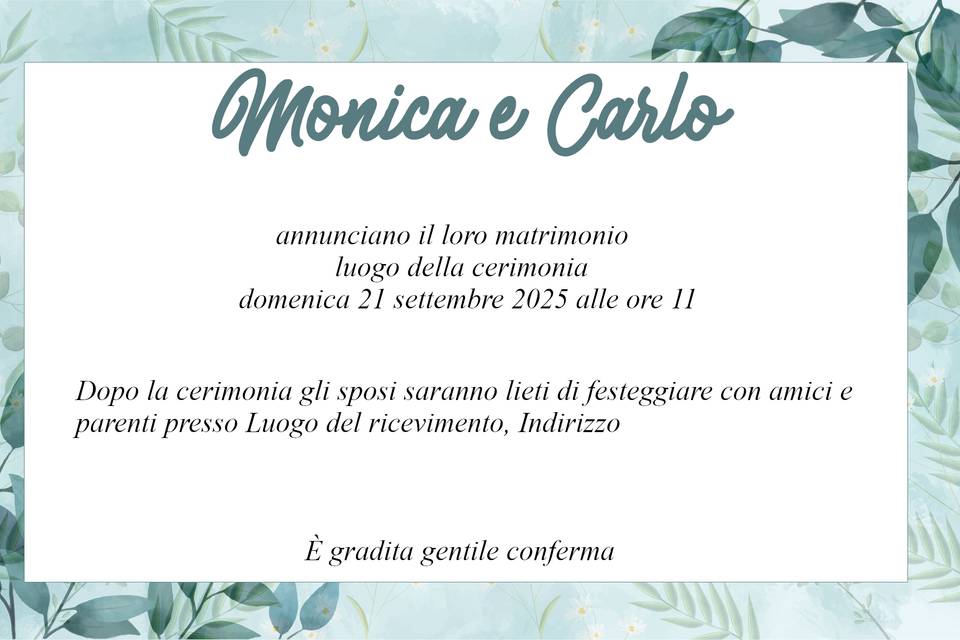 Invito foglie verdi retro