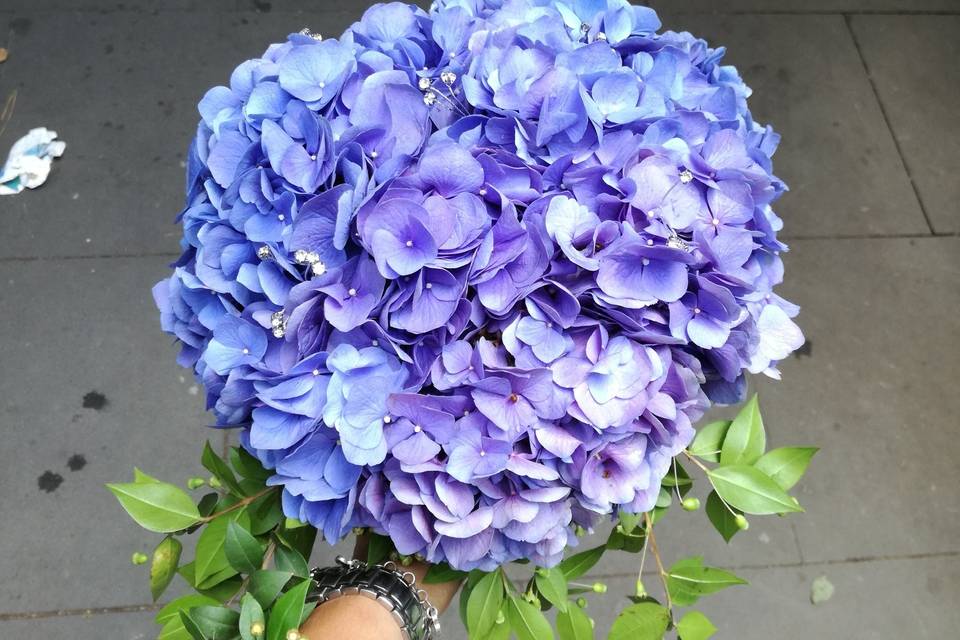 Bouquet sposa ortensie blu