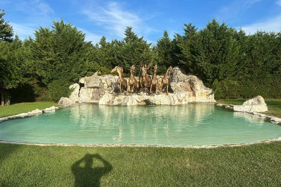 Cascata con cavalli