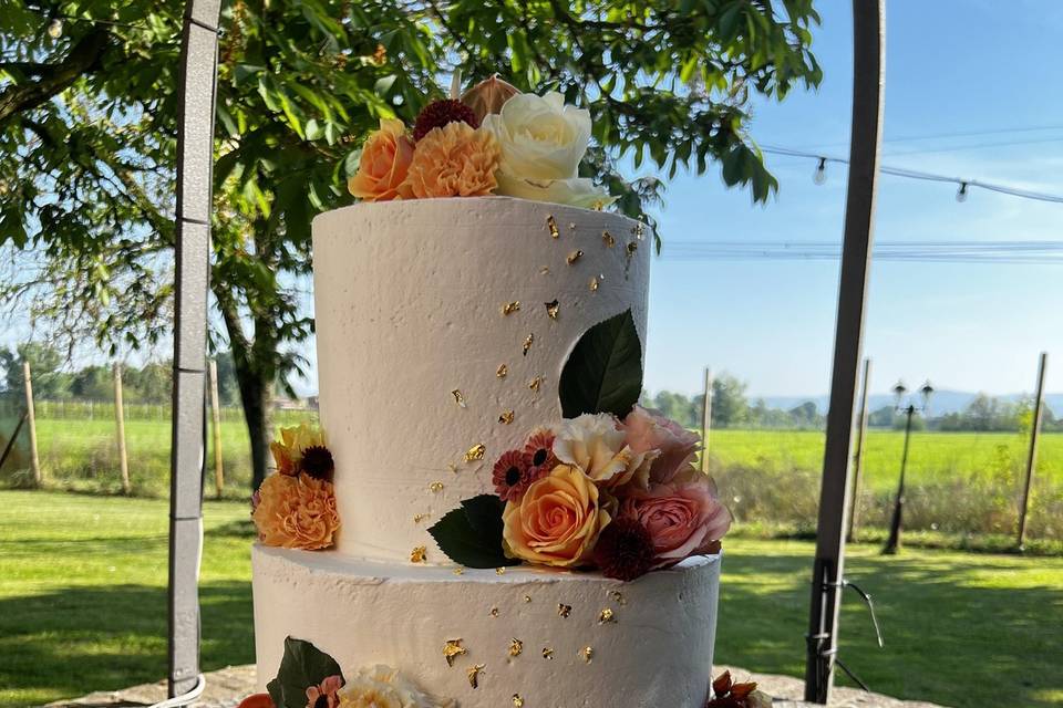 Fiori veri e foglia oro
