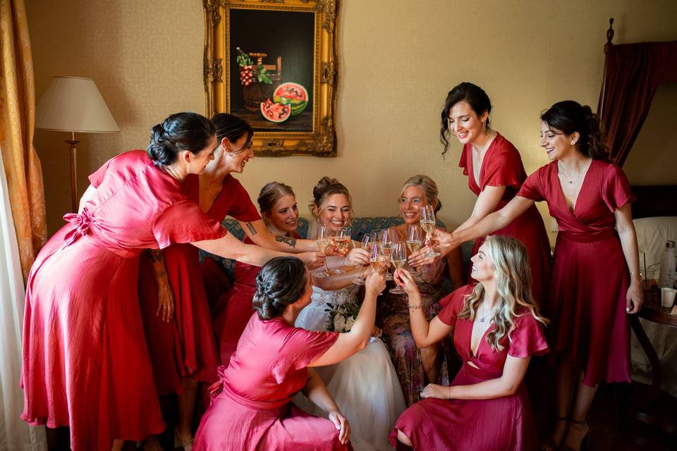 Bride and bridesmaids