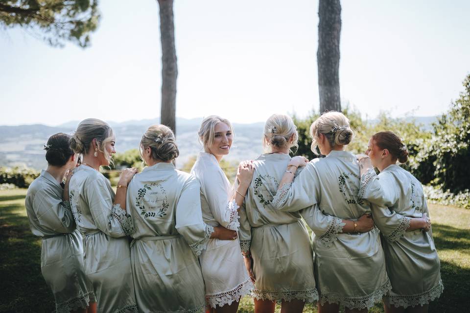 Bride and bridesmaids