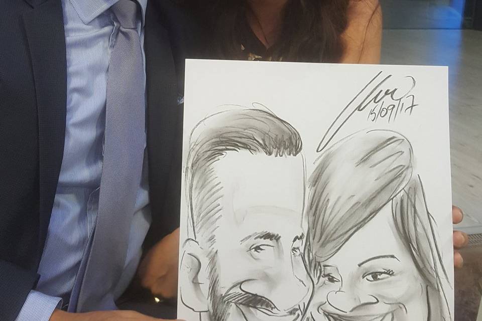 Foto agli sposi con caricatura