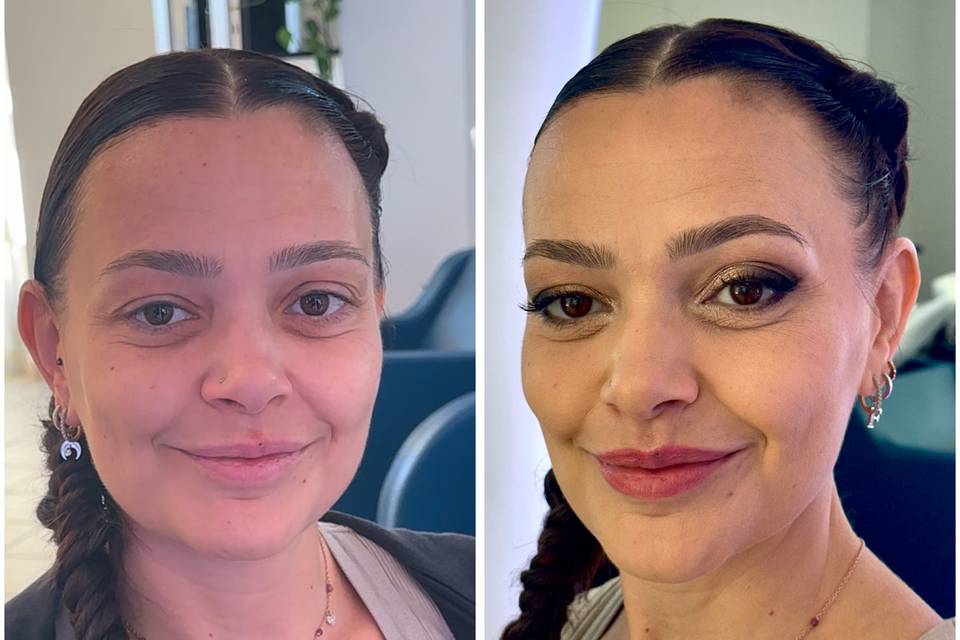 Prima e dopo make-up cerimonia