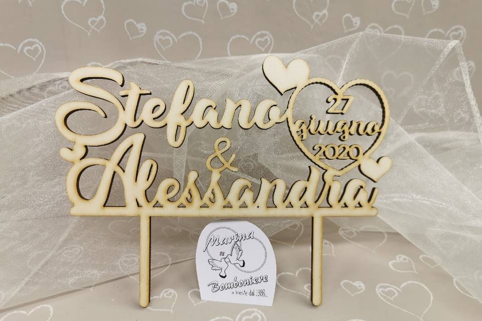 Cake topper legno nomi