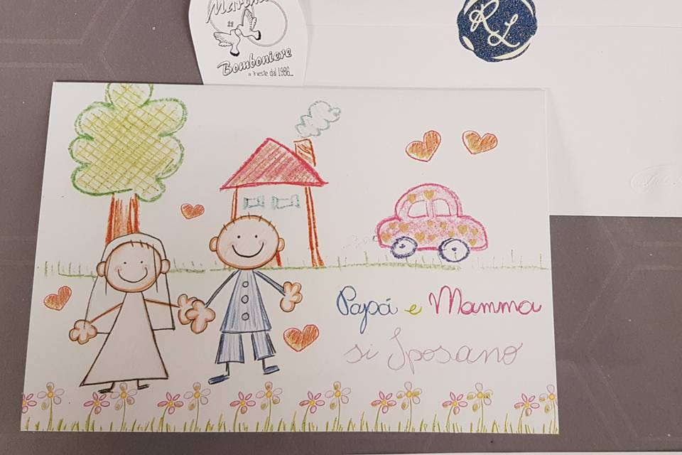 Invito nozze disegno bambini