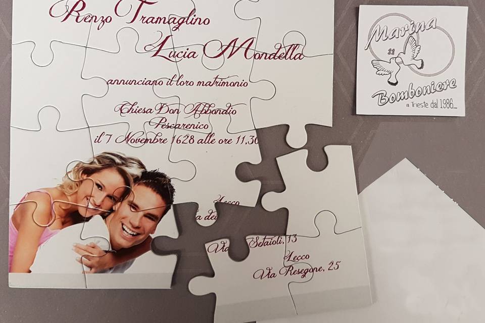 Invito nozze puzzle personaliz