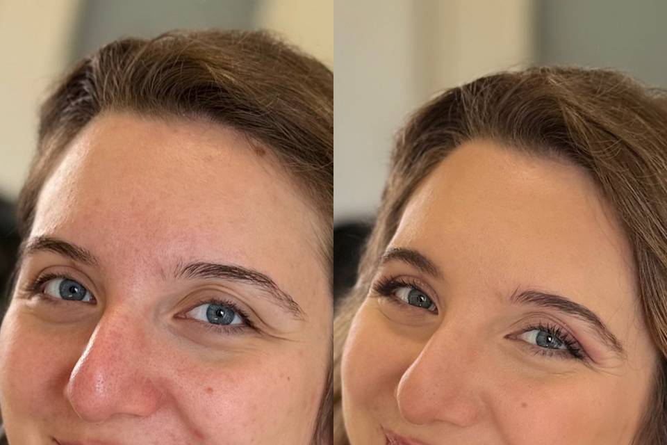 Prima e dopo makeup correttivo